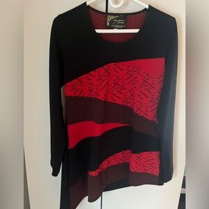 Elegant Black and Red Long Sleeve Top